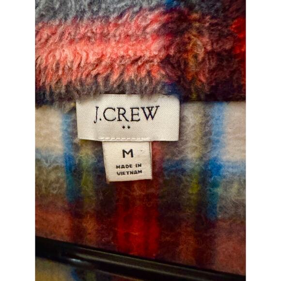 J Crew Factory Tartan Fleece Half-Zip Pullover M Warm Soft - Picture 3 of 10